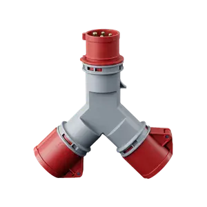 CONECTOR IND MULTIPLE DOBLE 3P+T 32A IP44 400V ROJO