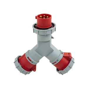 CONECTOR IND MULTIPLE DOBLE 3P+T 32A IP67 400V ROJO