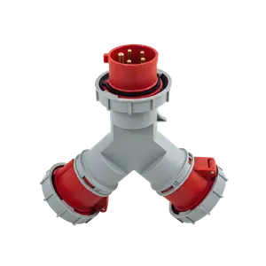 CONECTOR IND MULTIPLE DOBLE 3P+T+N 16A IP67 400V ROJO