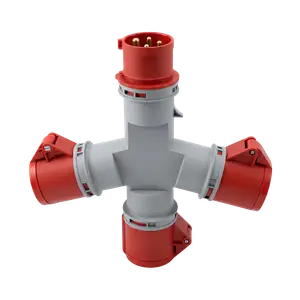 CONECTOR IND MULTIPLE TRIPLE 3P+T 16A IP44 400V ROJO