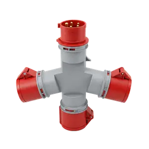 CONECTOR IND MULTIPLE TRIPLE 3P+T+N 32A IP44 400V ROJO
