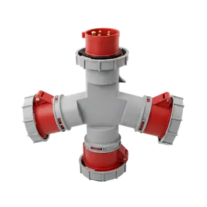 CONECTOR IND MULTIPLE TRIPLE 3P+T+N 32A IP67 400V ROJO