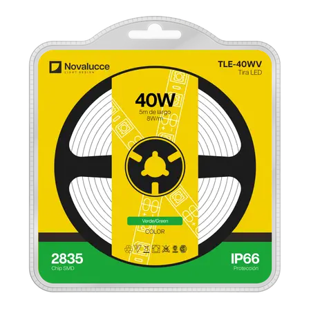 TLE-40WV TIRA 60 LEDS IP66 2835 VERDE 5 MTS NOVALUCCE